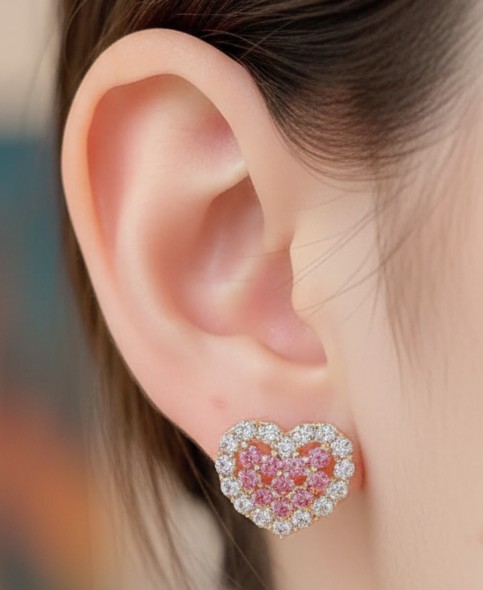pink heart earring